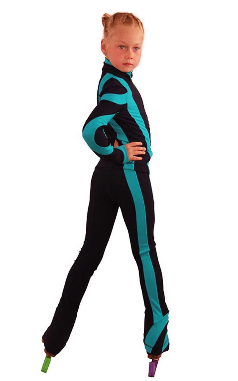 IceDress Figure Skating Outfit - Thermal - Cross-Roll (Dark Blue With Emerald) 2 IceDress Figure Skating Outfit - Thermal - Cross-Roll (Dark Blue With Emerald) - Image 2