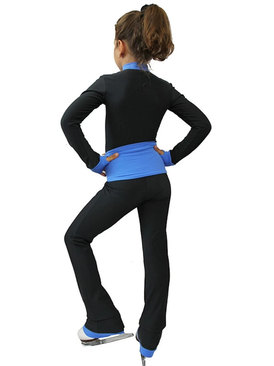 IceDress - Figure Skating Training Overalls - Oriental (Cray With Gray With Blue Belt) 3 IceDress - Figure Skating Training Overalls - Oriental (Cray With Gray With Blue Belt) - Image 3