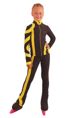 IceDress Figure Skating Outfit - Thermal - Cross-Roll (Dark Gray With Yellow)