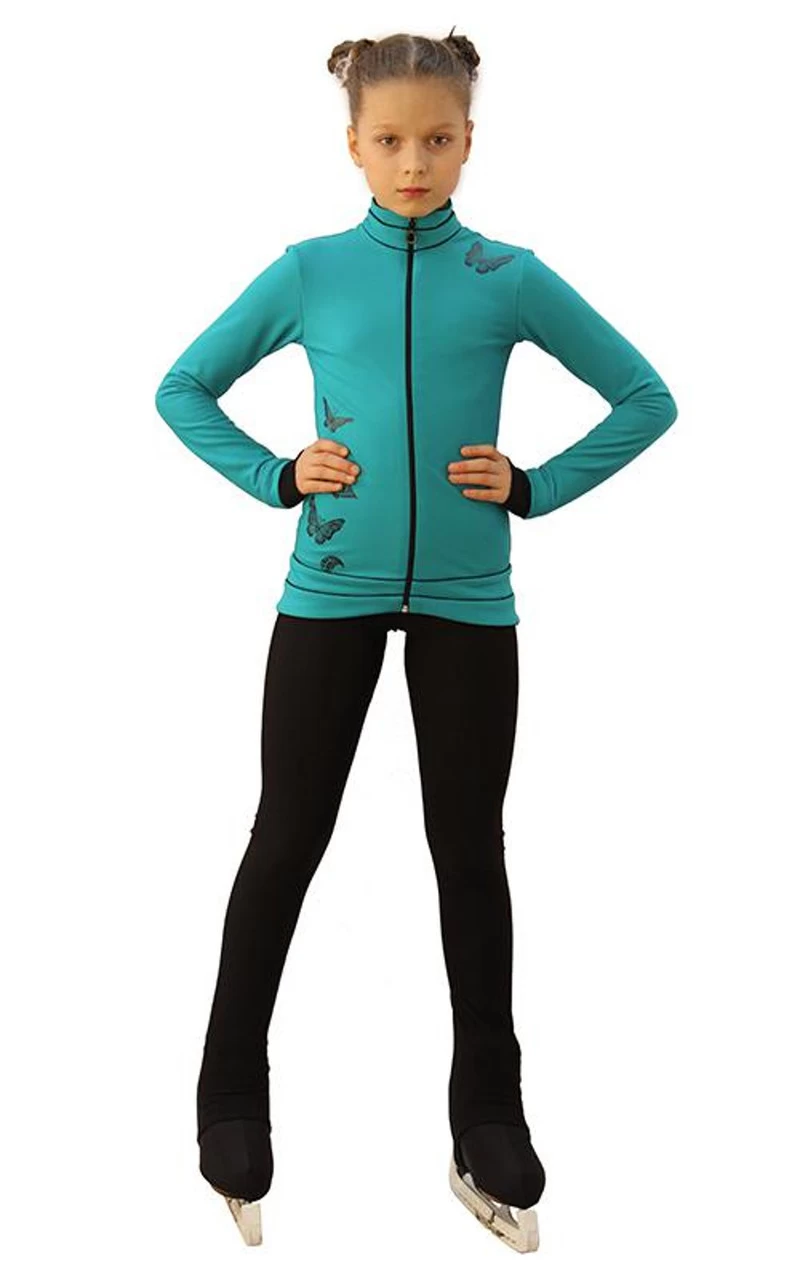 IceDress Figure Skating Outfit - Thermal - Flying (Emerald With Black) 2 IceDress Figure Skating Outfit - Thermal - Flying (Emerald With Black) - Image 2