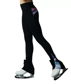 Elite Xpression - High Waist Black Legging With Mesh- Marbled Purple