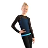 IceDress - Figure Skating Two-Layer Top : Mesh Long Sleeve With Cami Top (Black And Blue)