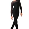 IceDress - Figure Skating Two-Layer Top : Mesh Long Sleeve With Cami Top (Black And Black)