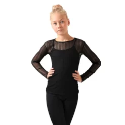 IceDress Ice - Figure Skating Two-Layer Top : Mesh Long Sleeve With Cami Top (Black And Black)