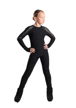 IceDress - Figure Skating Longsleeve Top - Track (Black And Dark Grey)
