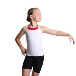 IceDress - Two-color Figure Skating Cami Top (White And Red)
