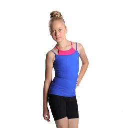 IceDress - Two-color Figure Skating Cami Top (Cornflower And Fuchsia)