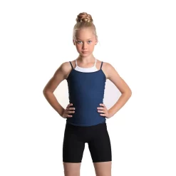 IceDress - Two-color Figure Skating Cami Top (10% OFF, Size CL, Dark Blue And White)