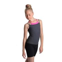IceDress - Two-color Figure Skating Cami Top (Grey And Pink)