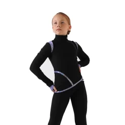 IceDress - Thermal Figure Skating Outfit - Orion (Black And Purple Lycra)