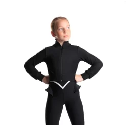 Icedress - Thermal Figure Skating Outfit "Trio" - Cropped Jacket/ Top/ High-Waisted Legging (Black And White)