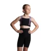 Icedress - Crop-Top And Biker Shorts With Criss Cross Lace Design (Black And Lilac)