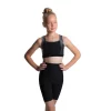 Icedress - Crop-Top And Biker Shorts With Criss Cross Lace Design (Black And Dark Grey)