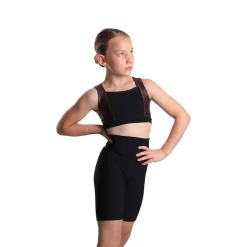 Icedress - Crop-Top And Biker Shorts With Criss Cross Lace Design (Black And Cocoa)