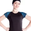 Elite Xpression - Black T-shirt With Sublimated Sleeves - Blue Sparkle