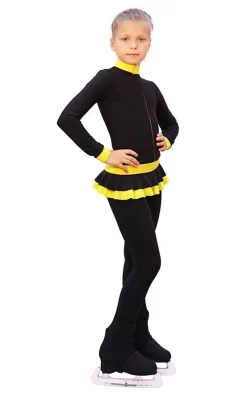 IceDress - Figure Skating Training Overalls - Valley (Black With Yellow)
