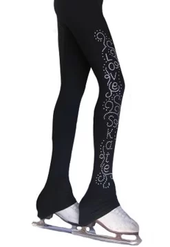 Ice Skating Pants With "Love & Skate Ornament " Rhinestone Design