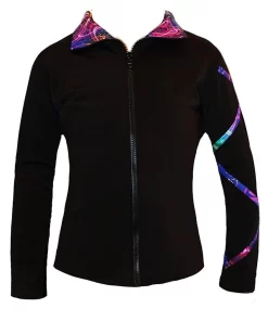 Criss Cross Poly/Spandex Silver Sky Ice Skating Jacket XJ723