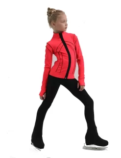 IceDress Figure Skating Jacket - Thermal - Kant (Hot Coral With Black) -Online Skating Store 1 83065 27105 51623.1582518129