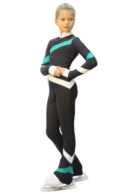 IceDress - Figure Skating Training Overalls - Quad (Dark Grey, Mint And White)