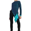 IceDress - Thermal Figure Skating Outfit "Gravity" - Mesh Top And Pants (Turquoise/Blue And Black)