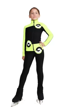IceDress Figure Skating Jacket - Thermal - Bubble Gum (Black, Fluorescent Lime)