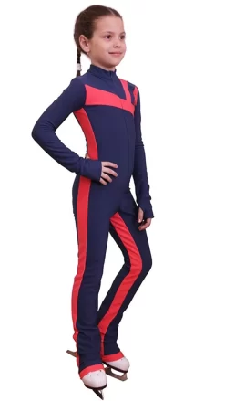 IceDress - Figure Skating Training Overalls - Rays (Blue And Coral)