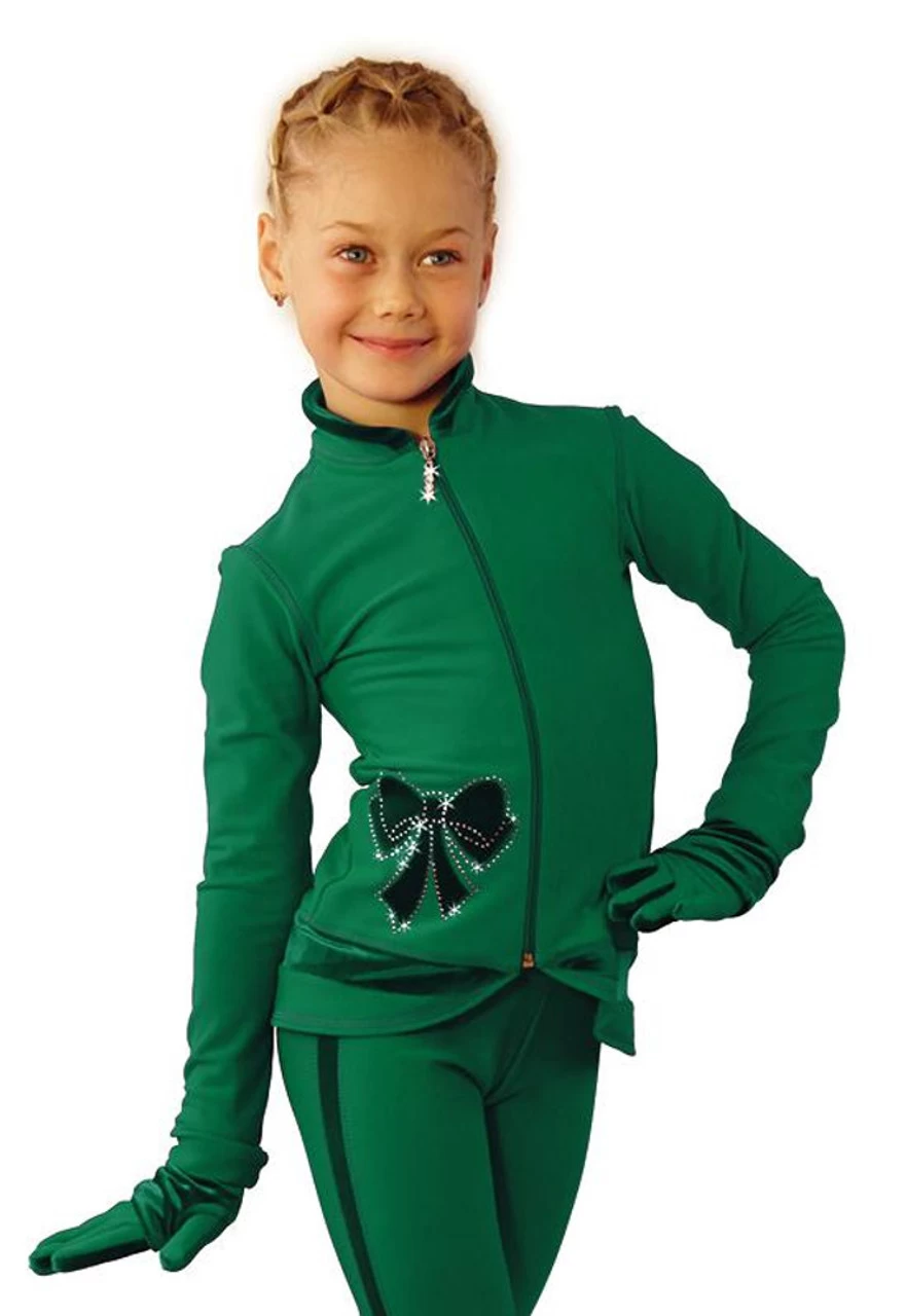 IceDress Figure Skating Outfit - Thermal - Butterfly(Green With Velvet And Crystals Preciosa) 2 IceDress Figure Skating Outfit - Thermal - Butterfly(Green With Velvet And Crystals Preciosa) - Image 2