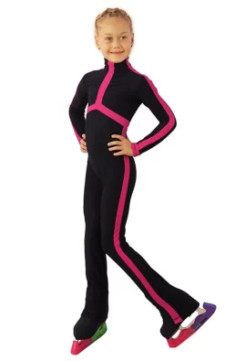 IceDress - Figure Skating Training Overalls - Sport Style (Dark Gray-Blue With Fuchsia)