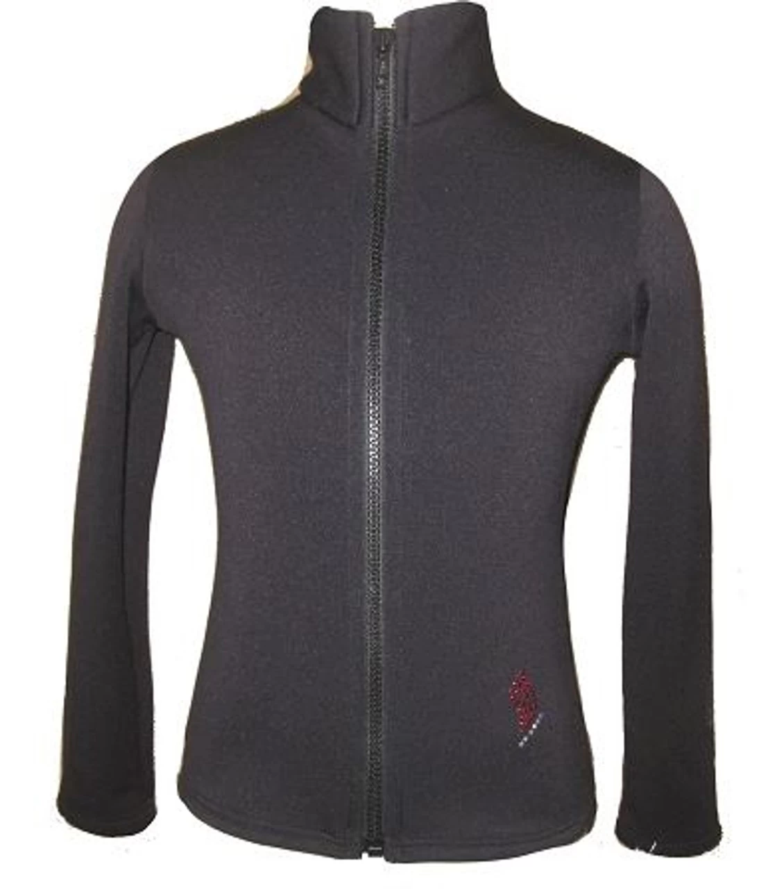 Black Ice Skating Jacket With Orange "Pair Of Skates" Rhinestones Design 2 Black Ice Skating Jacket With Orange "Pair Of Skates" Rhinestones Design - Image 2