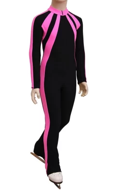 IceDress - Figure Skating Training Overalls -Sweetheart (Black And Pink)