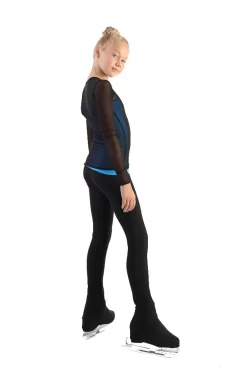 IceDress - Figure Skating Two-Layer Top : Mesh Long Sleeve With Cami Top (Black And Blue) -Online Skating Store 3.1672309953 36638.1672314365