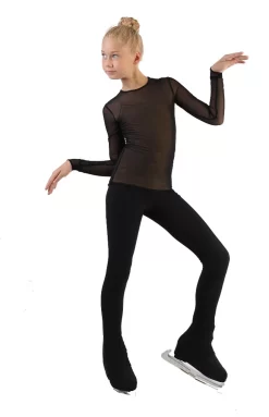 IceDress - Figure Skating Two-Layer Top : Mesh Long Sleeve With Cami Top (Black And Nude) -Online Skating Store 3.1672310000 68541.1672314372