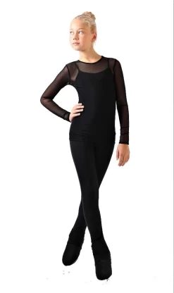 IceDress - Figure Skating Two-Layer Top : Mesh Long Sleeve With Cami Top (Black And Black) -Online Skating Store 3.1672310037 86089.1672314380