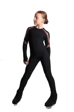 IceDress - Figure Skating Longsleeve Top - Track (Black And Caramel) -Online Skating Store 3.1672310300 26410.1672314425