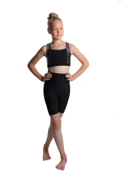 Icedress - Crop-Top And Biker Shorts With Criss Cross Lace Design (Black And Dark Grey) -Online Skating Store 3.1672313994 23529.1672314859