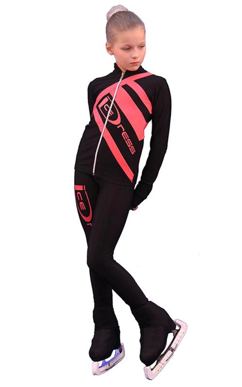 IceDress Figure Skating Outfit - Thermal - IceDress (Black With Coral) 2 IceDress Figure Skating Outfit - Thermal - IceDress (Black With Coral) - Image 2