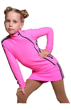 IceDress Figure Skating Jacket - Thermal - Olympus (Hot Pink With Black Lamps)