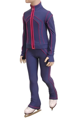 IceDress Figure Skating Thermal Jacket - Kant (Blue With Raspderry Line)