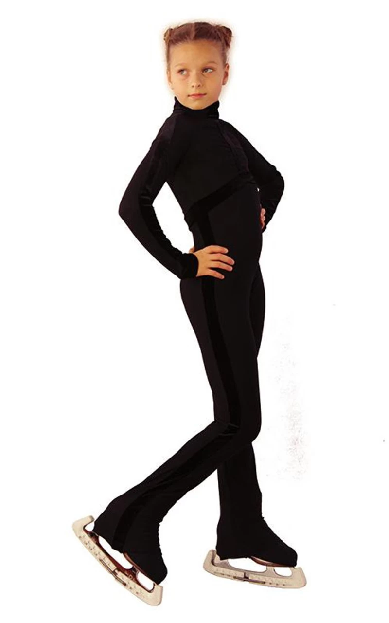 IceDress - Figure Skating Training Overalls - Sport Style (Black With Velvet) 1 IceDress - Figure Skating Training Overalls - Sport Style (Black With Velvet)