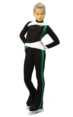 IceDress - Figure Skating Training Overalls - Skating (Black, Green And White)