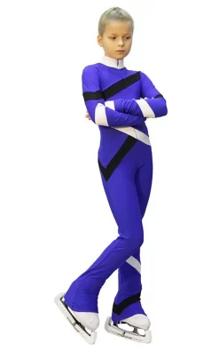 IceDress - Figure Skating Training Overalls - Quad (Cornflower, Black And White)