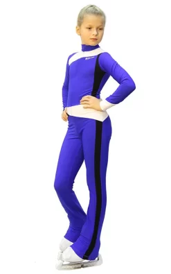 IceDress - Figure Skating Training Overalls - Skating (Cornflower, Black And White )