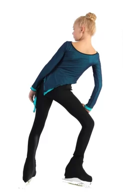 IceDress - Thermal Figure Skating Outfit "Gravity" - Mesh Top And Pants (Turquoise/Blue And Black) -Online Skating Store 4.1672311854 03419.1672314627