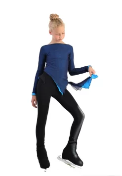 IceDress - Thermal Figure Skating Outfit "Gravity" - Mesh Top And Pants (Blue/Blue And Black) -Online Skating Store 4.1672311972 07699.1672314635