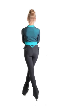 Icedress - Thermal Figure Skating Outfit "Trio" - Cropped Jacket/ Top/ High-Waisted Legging (Grey And Mint) -Online Skating Store 4.1672313388 05227.1672314766