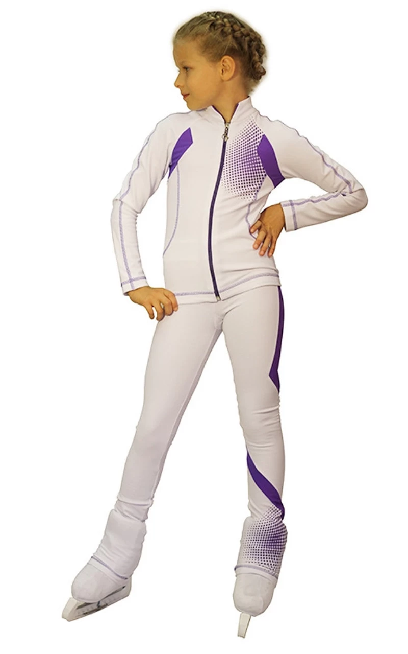 IceDress Figure Skating Thermal Jacket -Euler (White And Purple) 2 IceDress Figure Skating Thermal Jacket -Euler (White And Purple) - Image 2