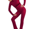 IceDress Figure Skating Overalls - Thermal - Style (Bordeaux With Velvet Trim)