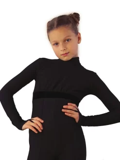 IceDress Figure Skating Overalls - Thermal - Style (Black With Velvet Trim)
