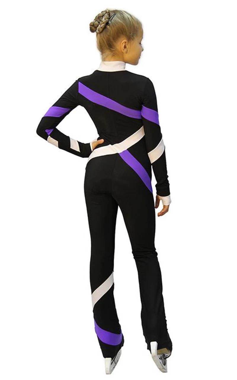 IceDress - Figure Skating Training Overalls - Quad (Black, Purple And White) 4 IceDress - Figure Skating Training Overalls - Quad (Black, Purple And White) - Image 4